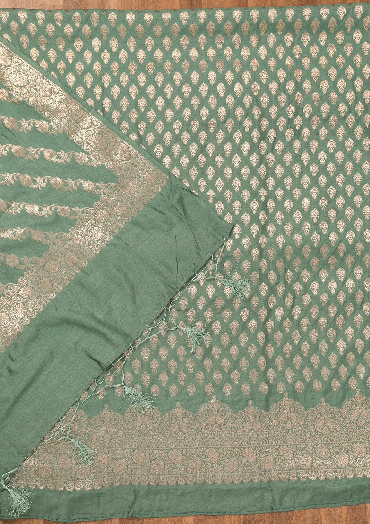 Sea Green Zariwork Banarasi Unstitched Salwar Suit-Koskii