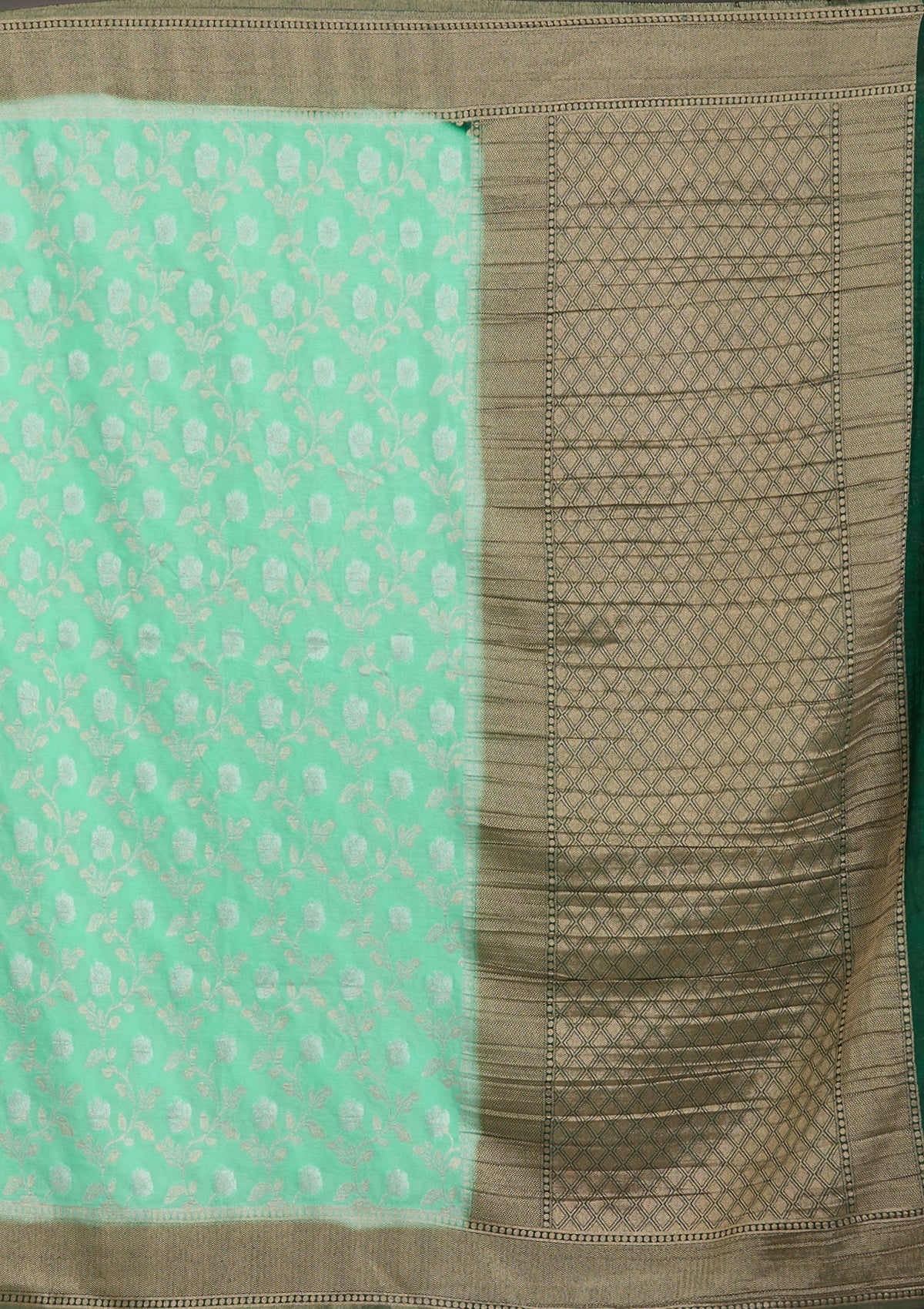 Sea Green Zariwork Georgette Saree-Koskii