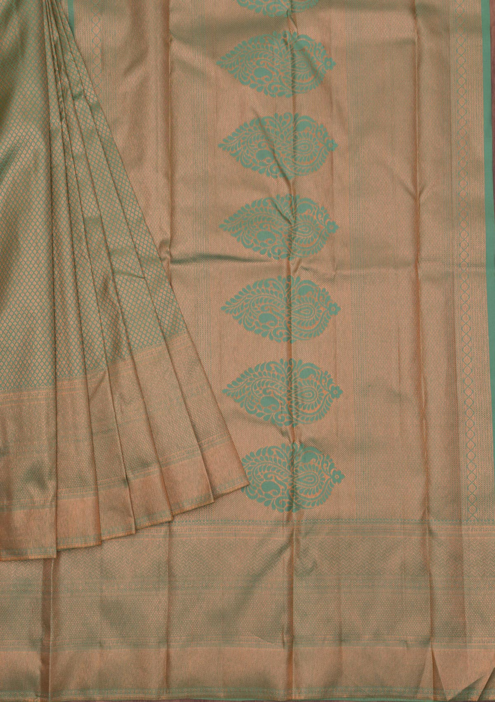 Sea Green Zariwork Pure Silk Saree-Koskii