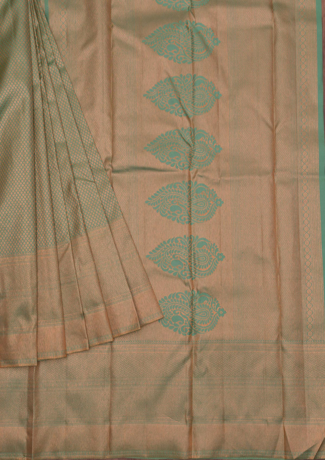 Sea Green Zariwork Pure Silk Saree-Koskii