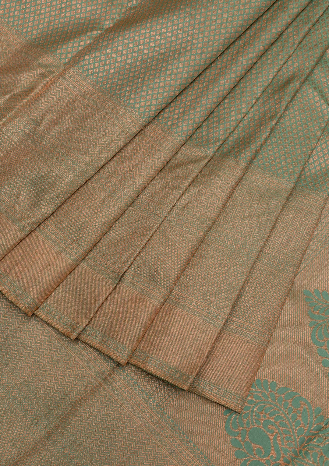 Sea Green Zariwork Pure Silk Saree-Koskii