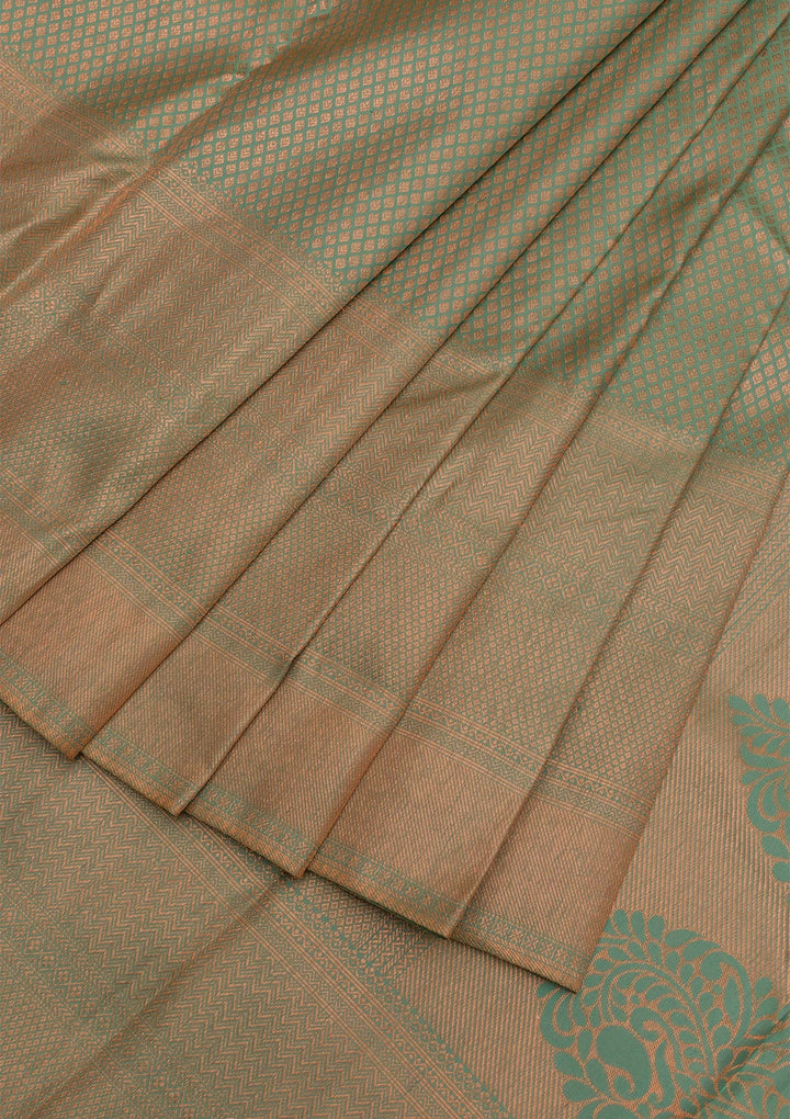 Sea Green Zariwork Pure Silk Saree-Koskii