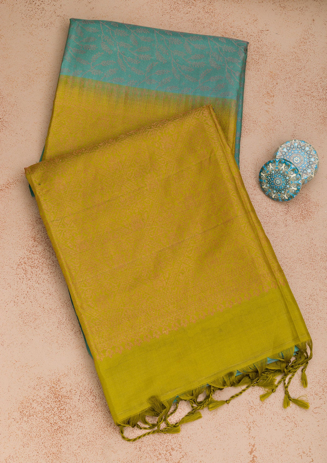 Sea Green Zariwork Pure Silk Saree-Koskii