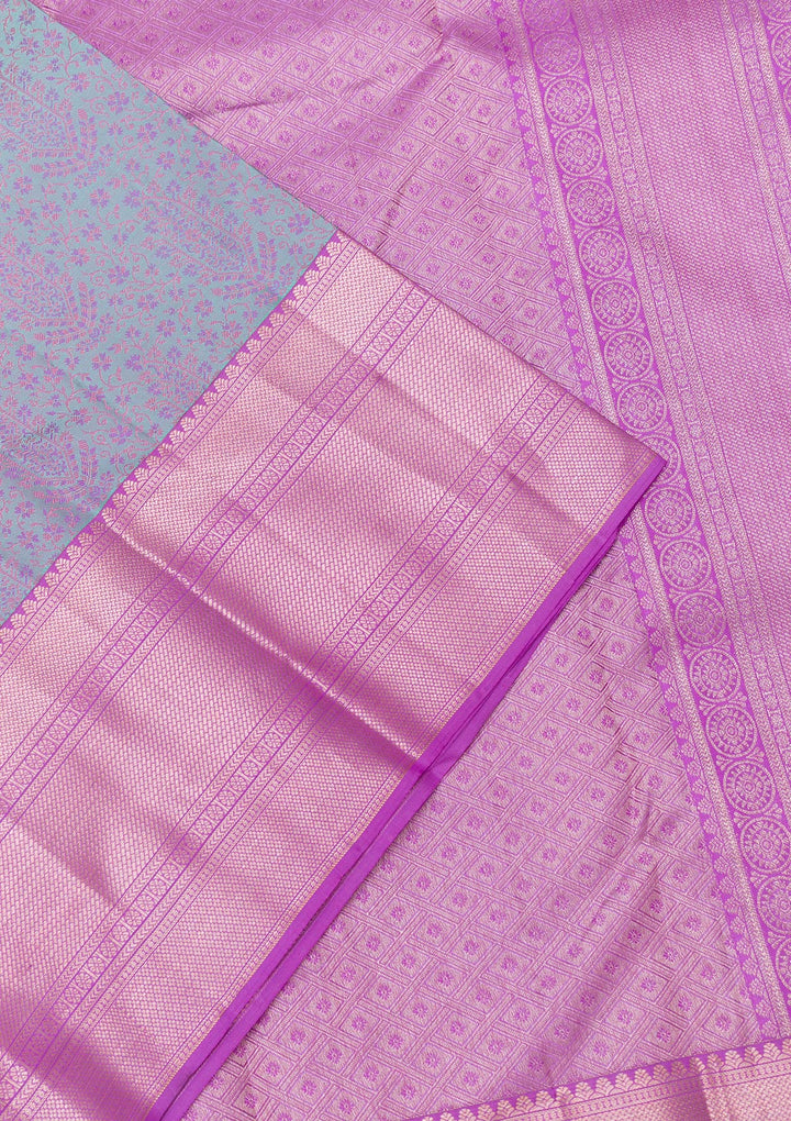 Sea Green Zariwork Pure Silk Saree-Koskii