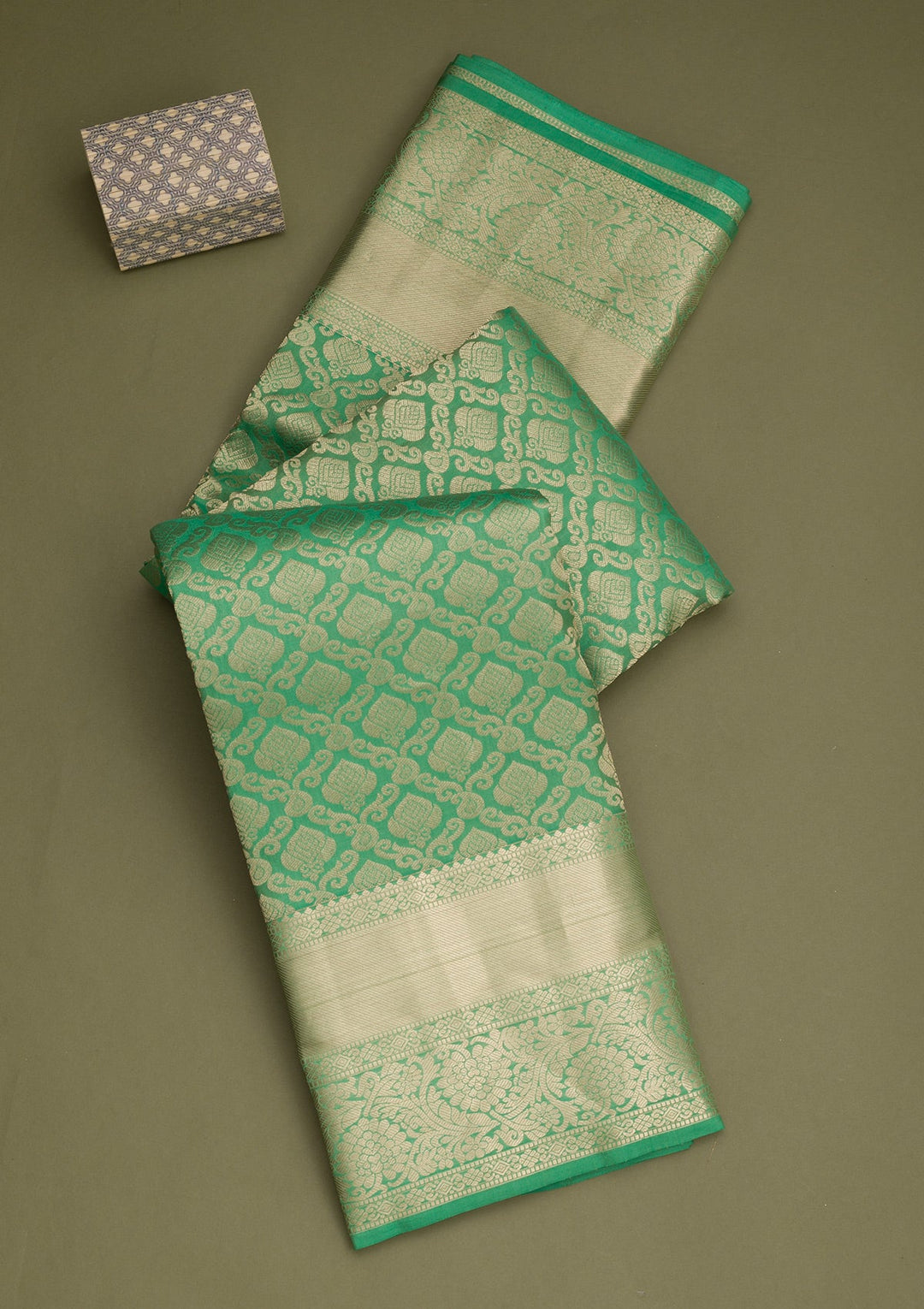 Sea Green Zariwork Pure Silk Saree-Koskii
