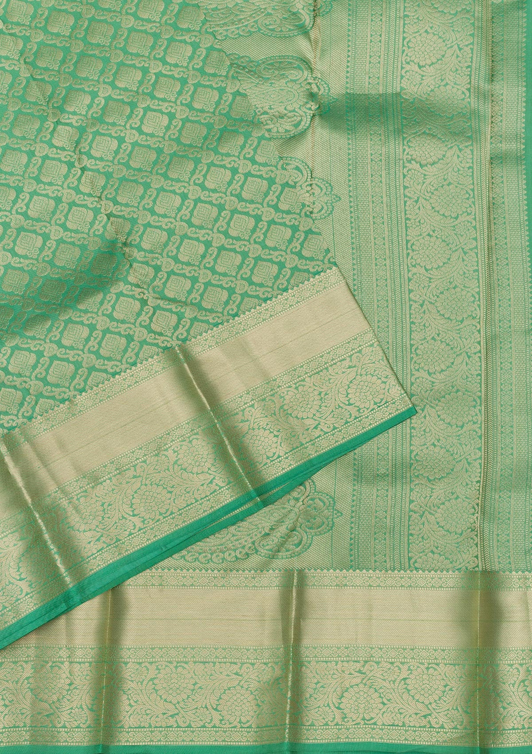Sea Green Zariwork Pure Silk Saree-Koskii