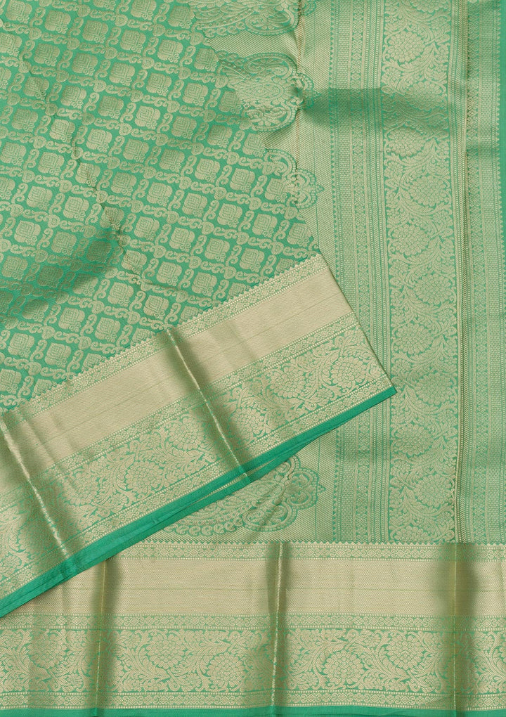 Sea Green Zariwork Pure Silk Saree-Koskii