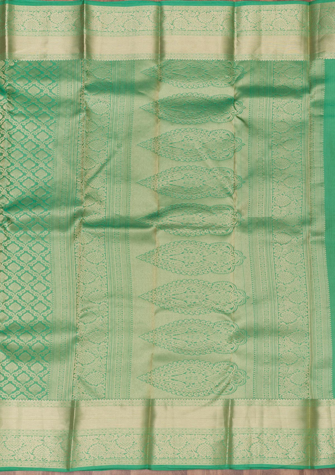 Sea Green Zariwork Pure Silk Saree-Koskii