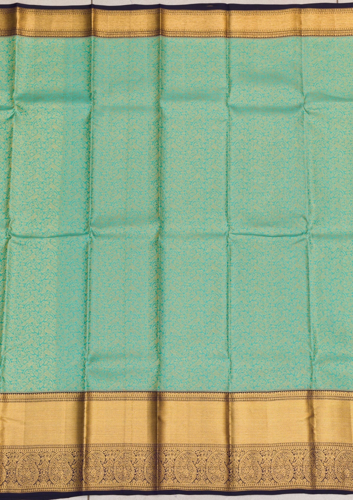 Sea Green Zariwork Pure Silk Saree-Koskii