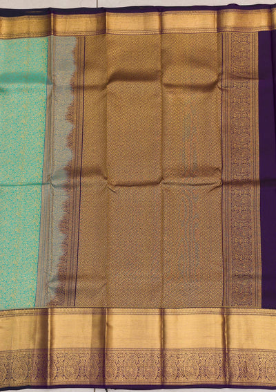 Sea Green Zariwork Pure Silk Saree-Koskii