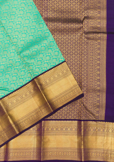 Sea Green Zariwork Pure Silk Saree-Koskii