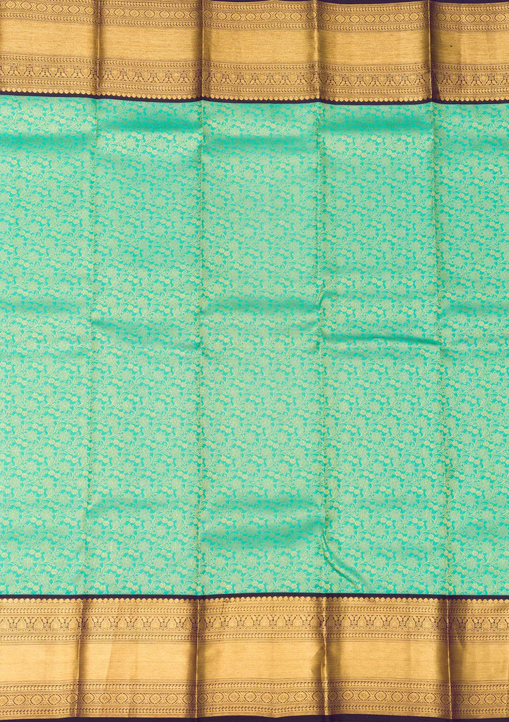 Sea Green Zariwork Pure Silk Saree-Koskii