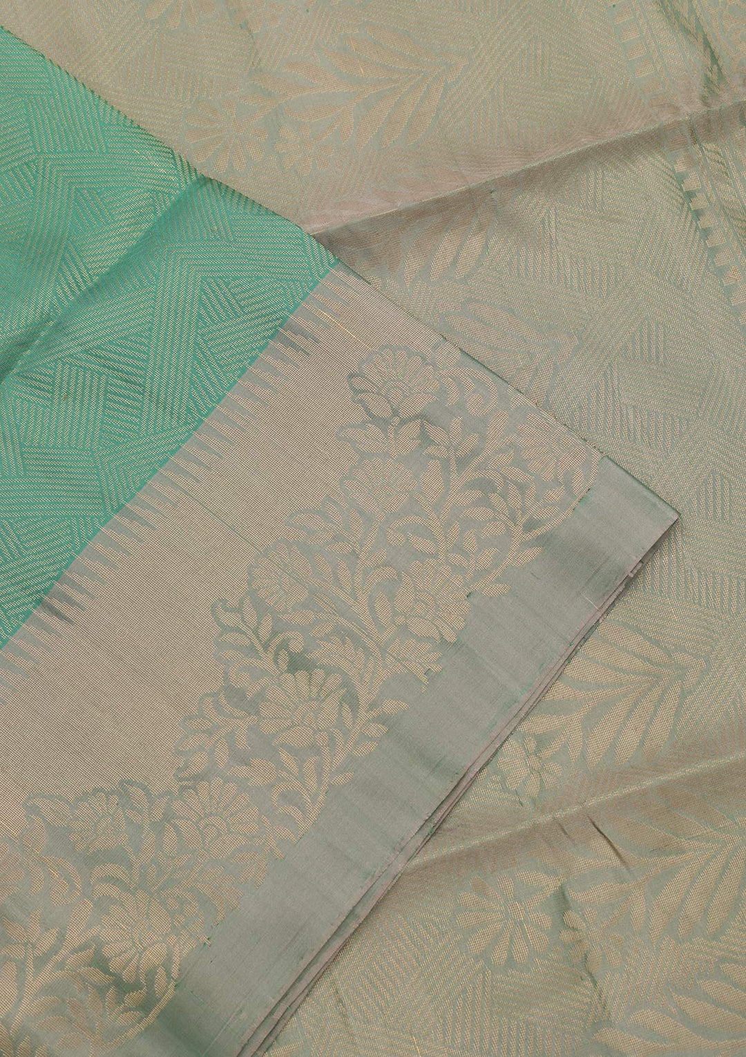 Sea Green Zariwork Pure Silk Saree-Koskii