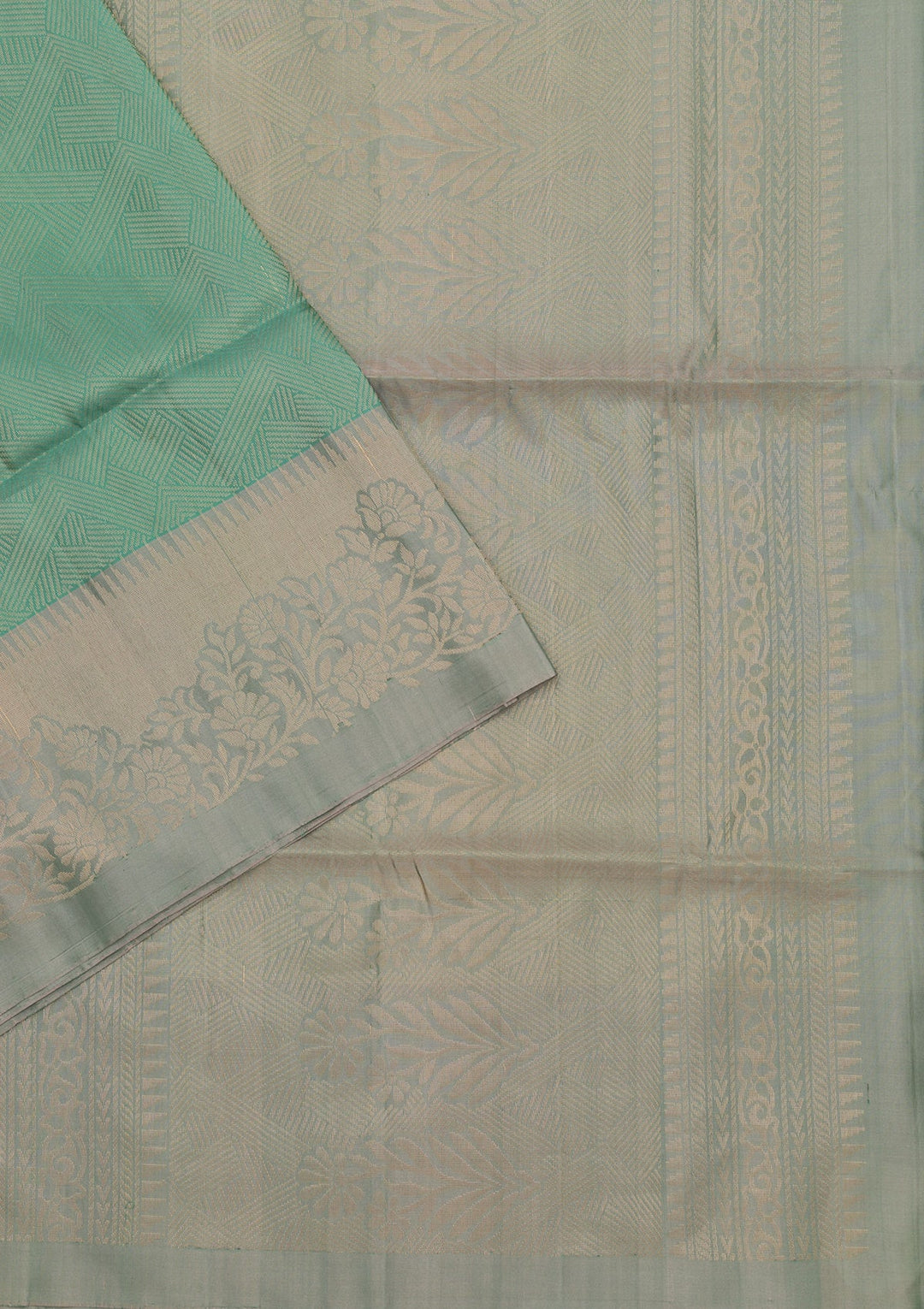 Sea Green Zariwork Pure Silk Saree-Koskii
