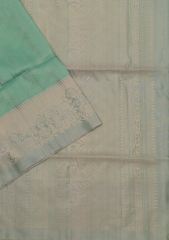 Sea Green Zariwork Pure Silk Saree-Koskii