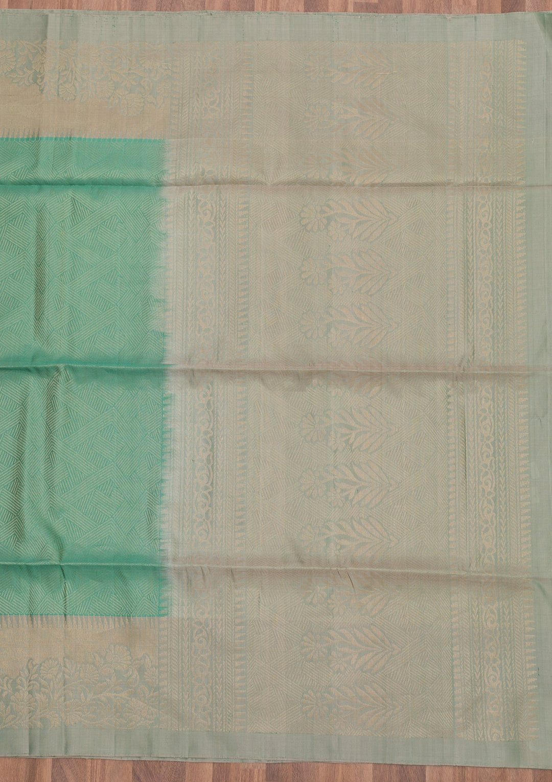 Sea Green Zariwork Pure Silk Saree-Koskii