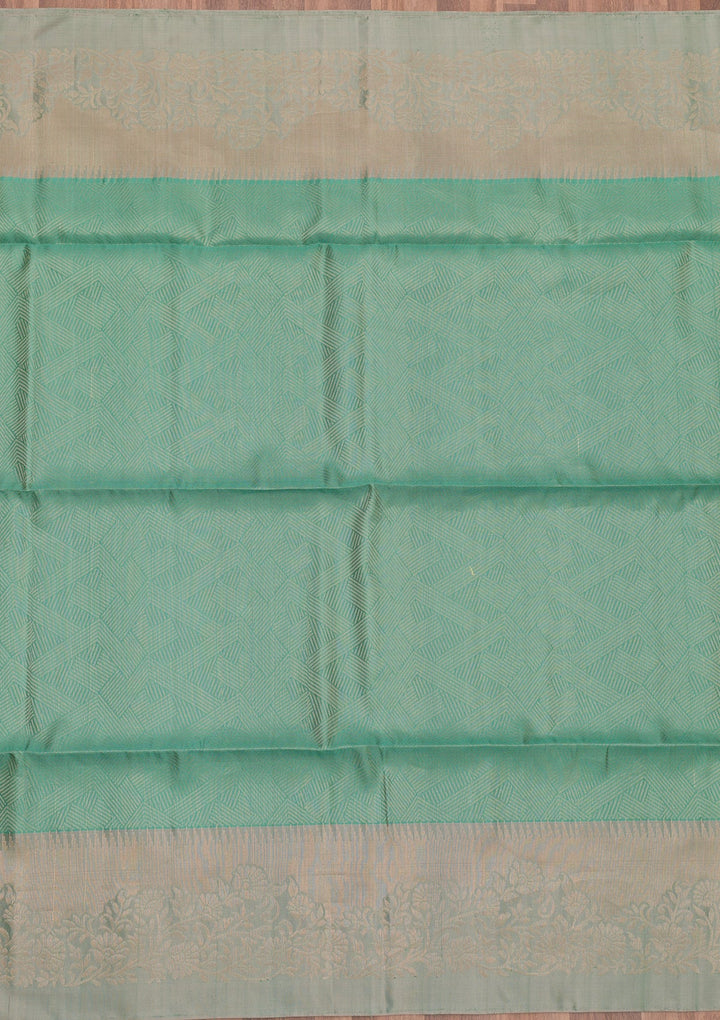 Sea Green Zariwork Pure Silk Saree-Koskii