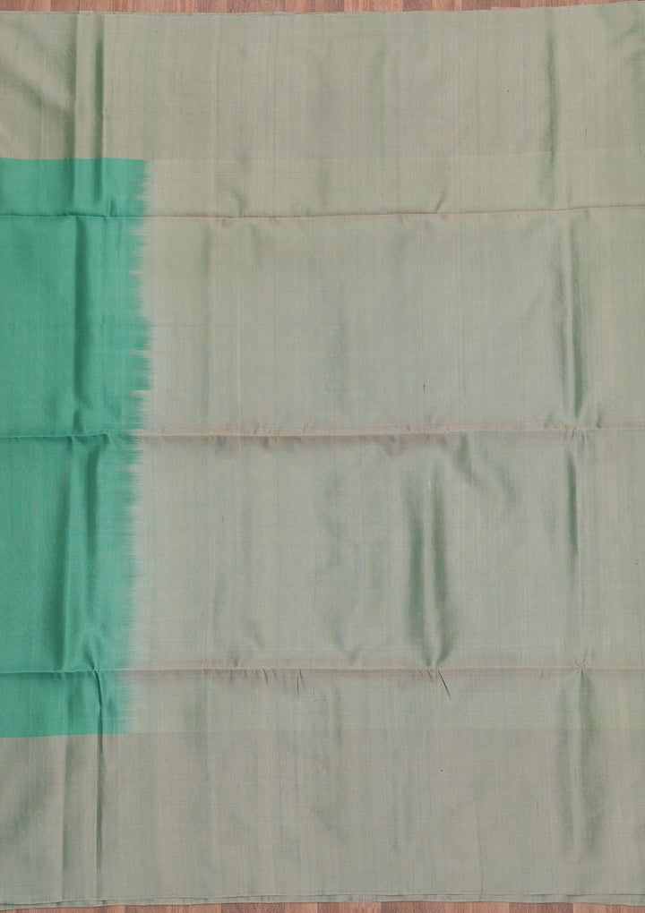 Sea Green Zariwork Pure Silk Saree-Koskii