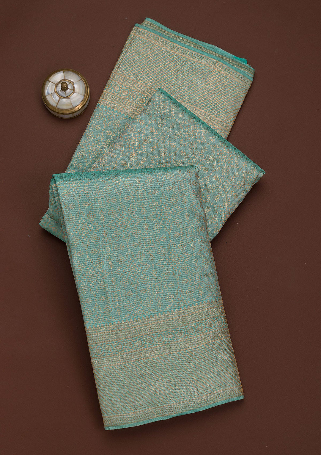 Sea Green Zariwork Pure Silk Saree-Koskii