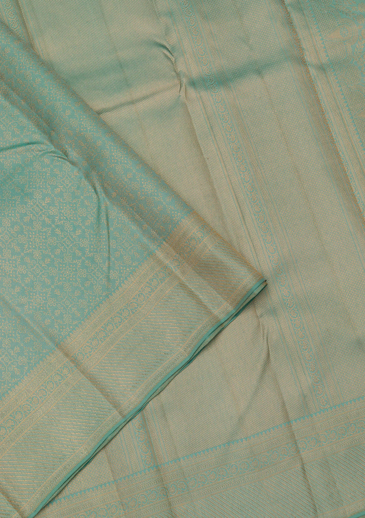 Sea Green Zariwork Pure Silk Saree-Koskii