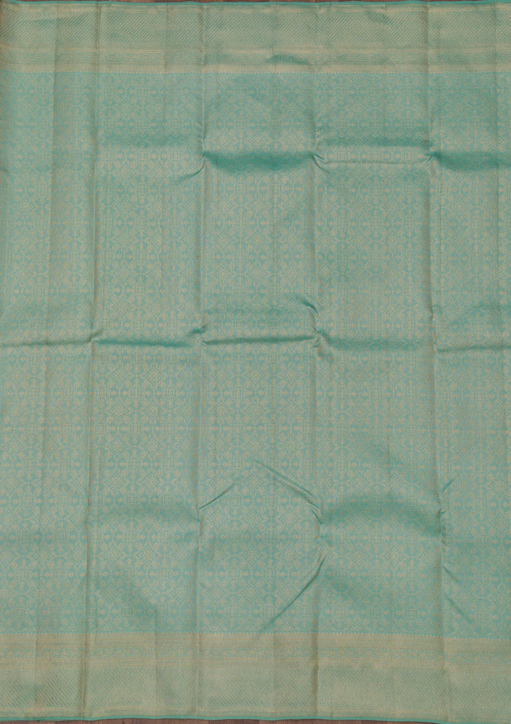 Sea Green Zariwork Pure Silk Saree-Koskii