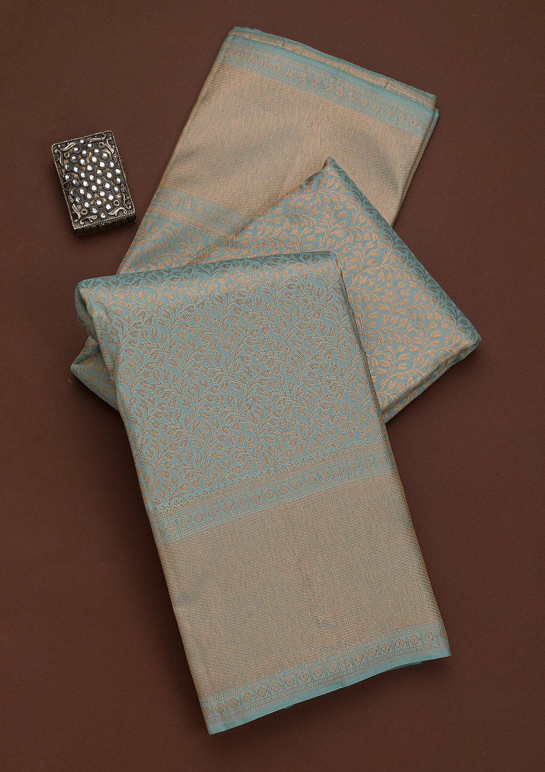 Sea Green Zariwork Pure Silk Saree-Koskii
