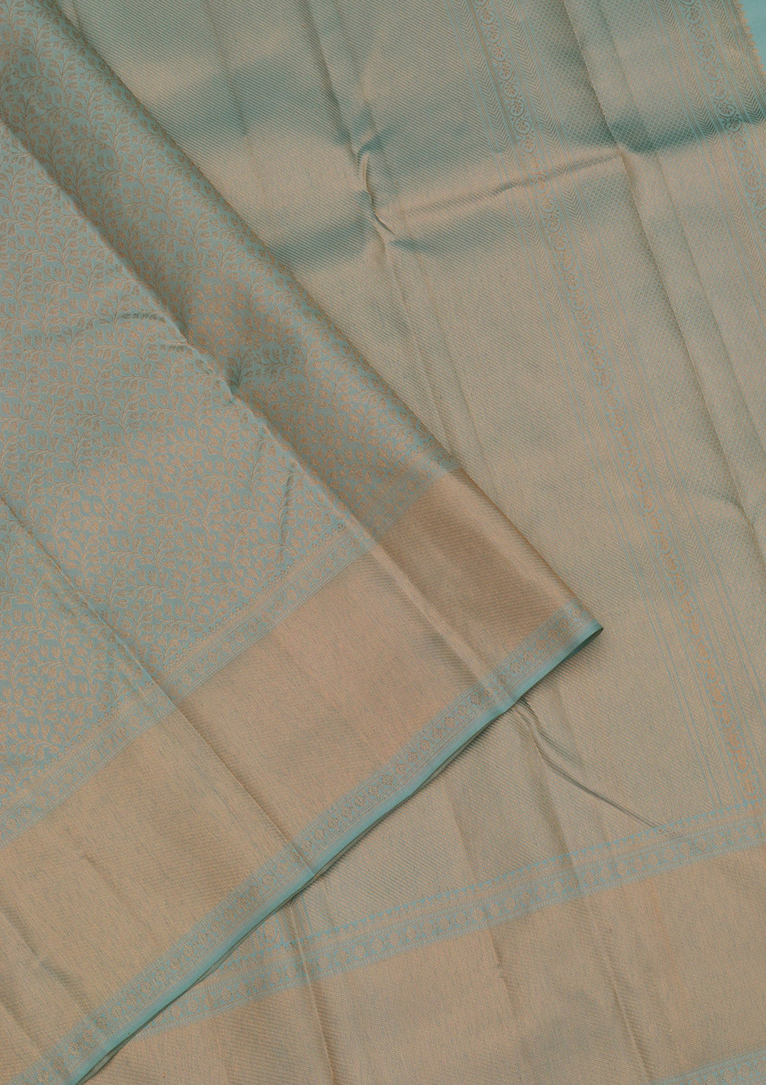 Sea Green Zariwork Pure Silk Saree-Koskii