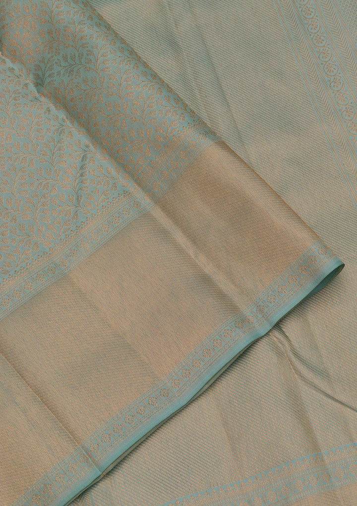 Sea Green Zariwork Pure Silk Saree-Koskii