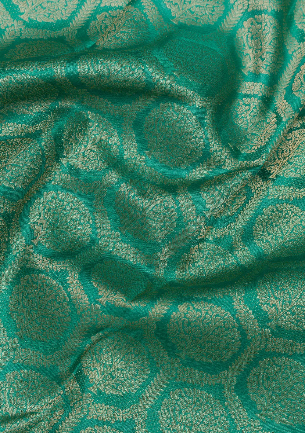 Sea Green Zariwork Pure Silk Saree-Koskii