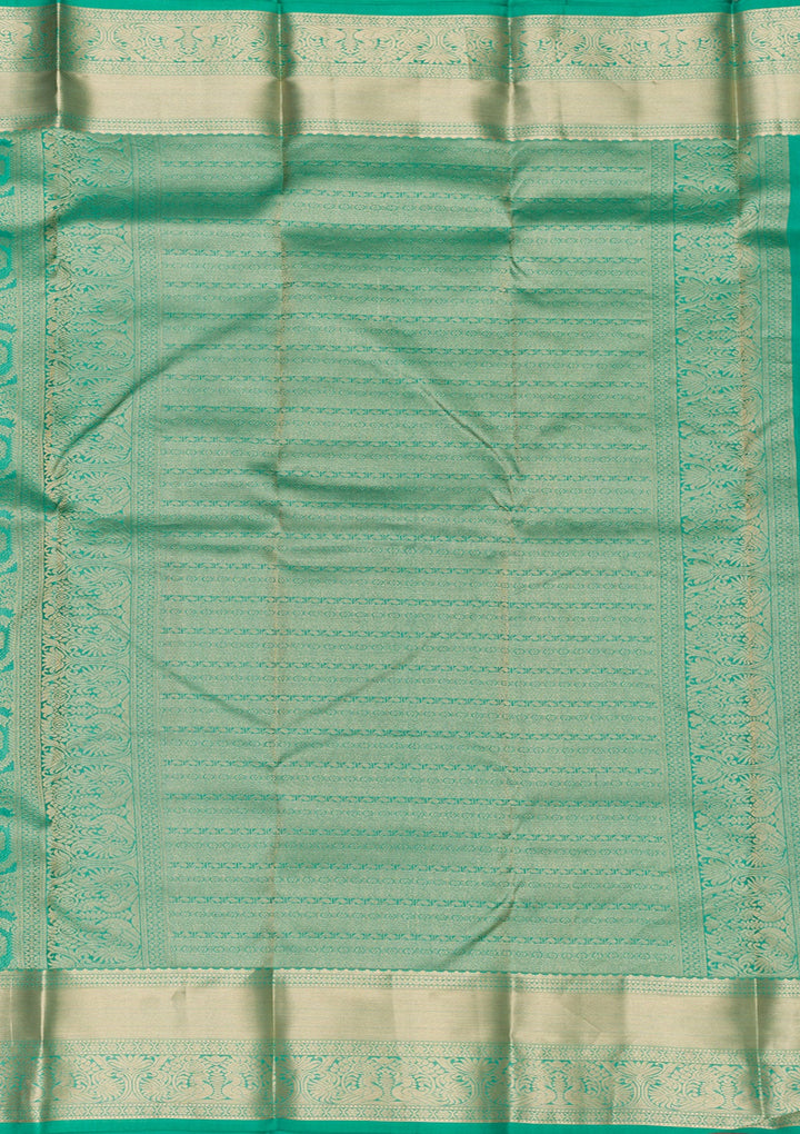 Sea Green Zariwork Pure Silk Saree-Koskii