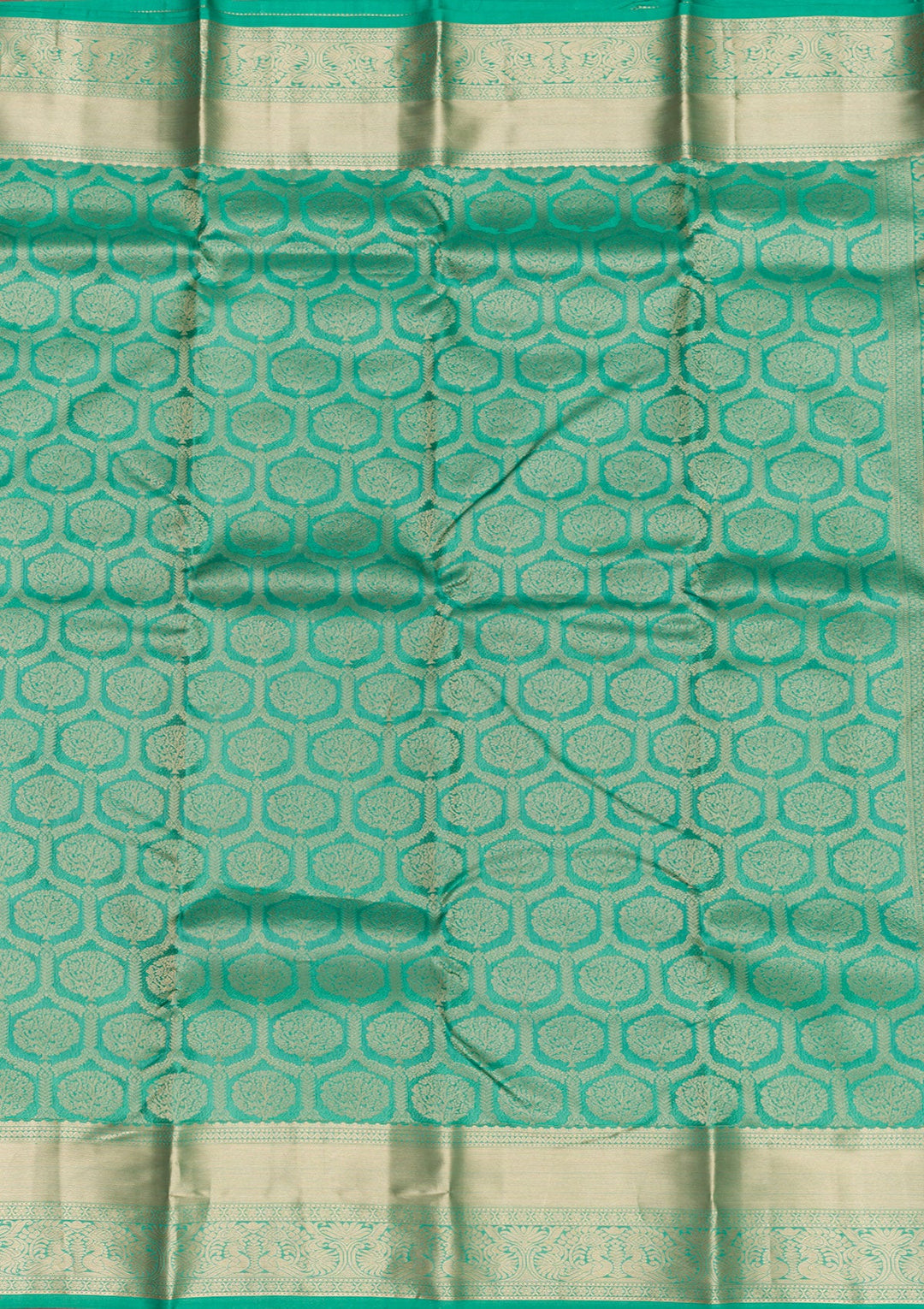 Sea Green Zariwork Pure Silk Saree-Koskii
