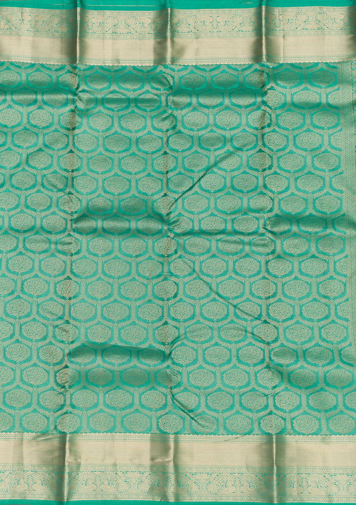 Sea Green Zariwork Pure Silk Saree-Koskii