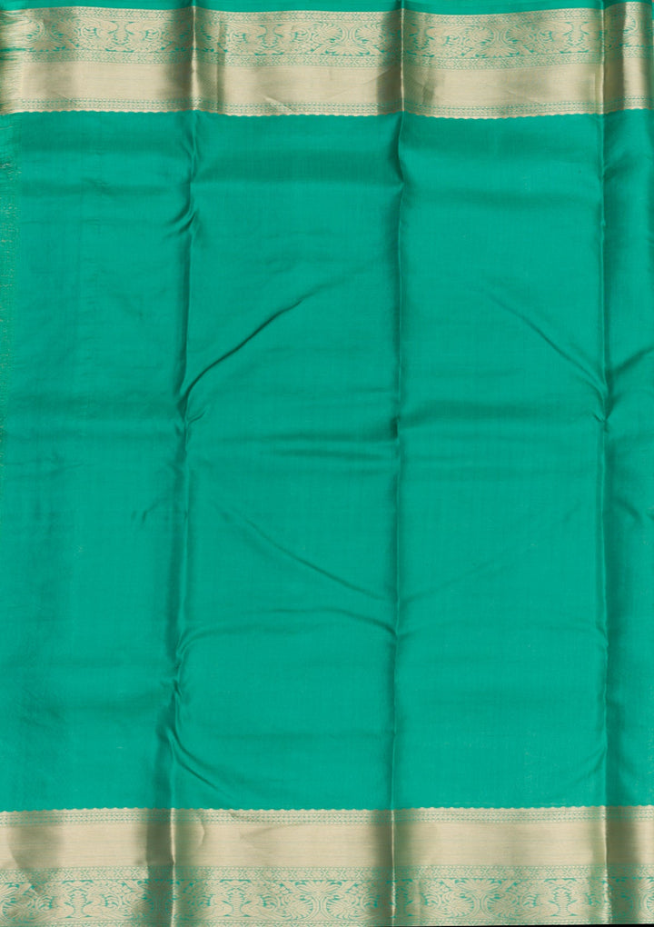 Sea Green Zariwork Pure Silk Saree-Koskii