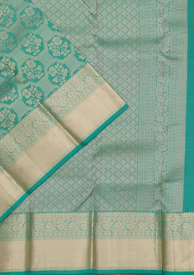 Sea Green Zariwork Pure Silk Saree-Koskii