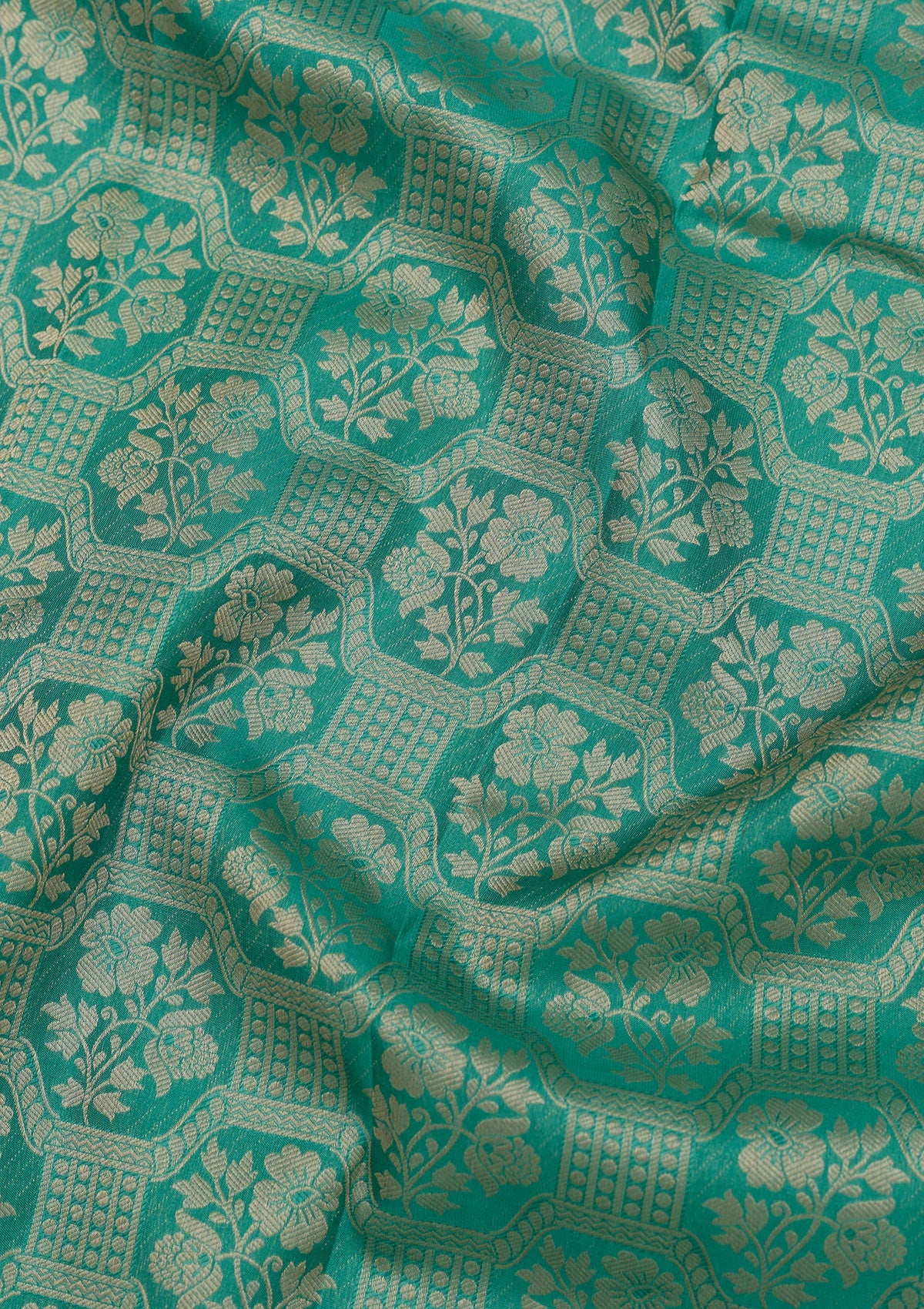 Sea Green Zariwork Pure Silk Saree-Koskii