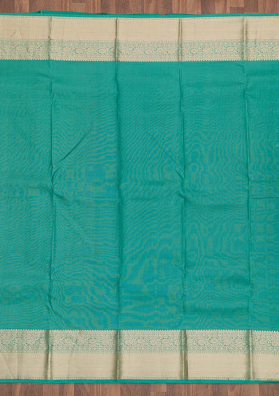 Sea Green Zariwork Pure Silk Saree-Koskii