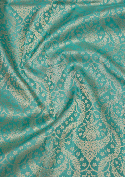 Sea Green Zariwork Pure Silk Saree-Koskii