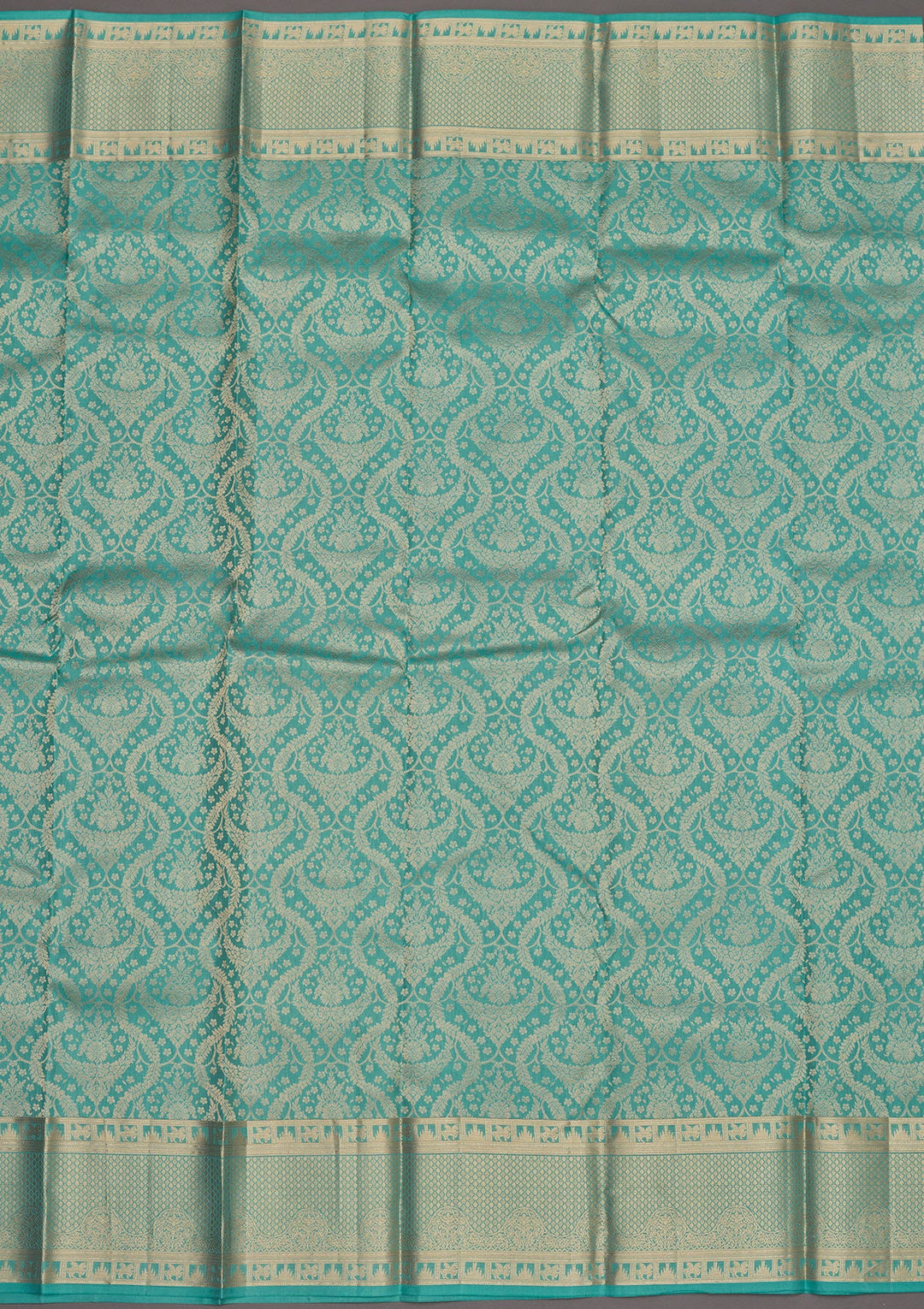 Sea Green Zariwork Pure Silk Saree-Koskii