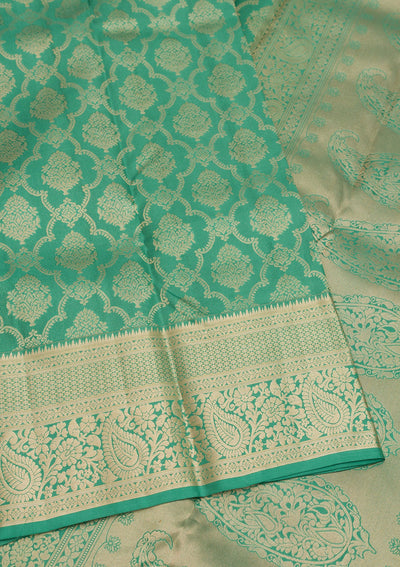 Sea Green Zariwork Pure Silk Saree-Koskii