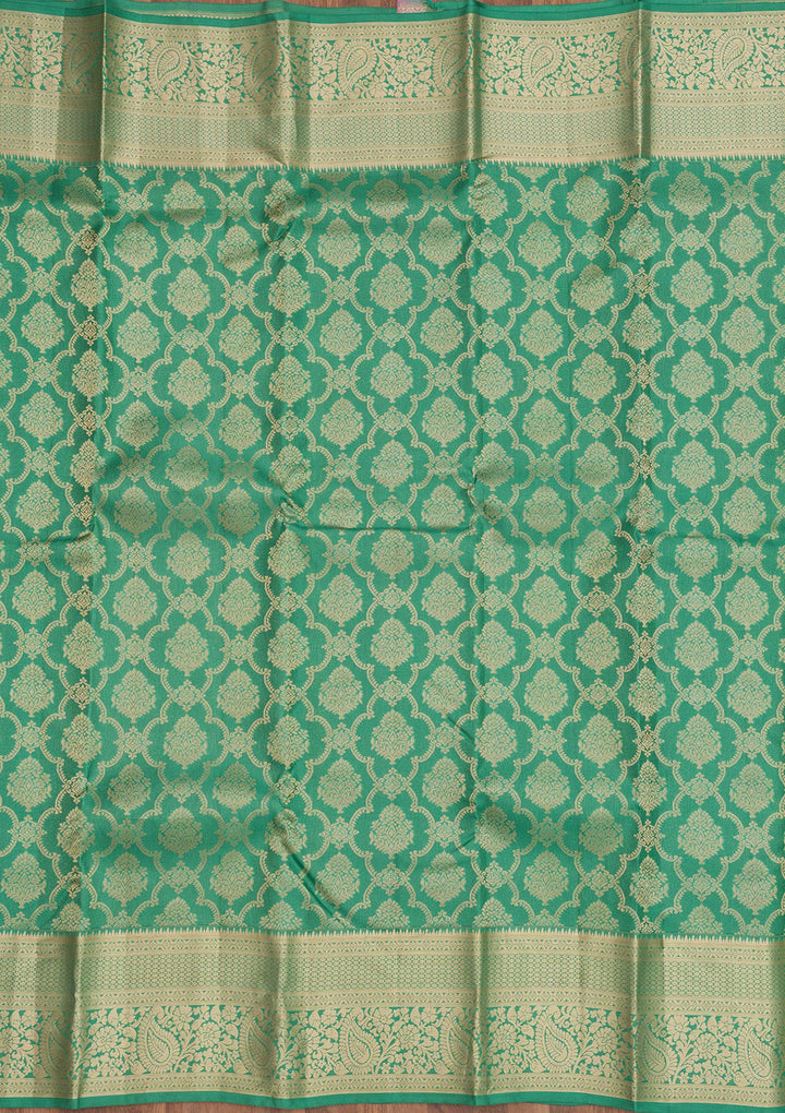 Sea Green Zariwork Pure Silk Saree-Koskii