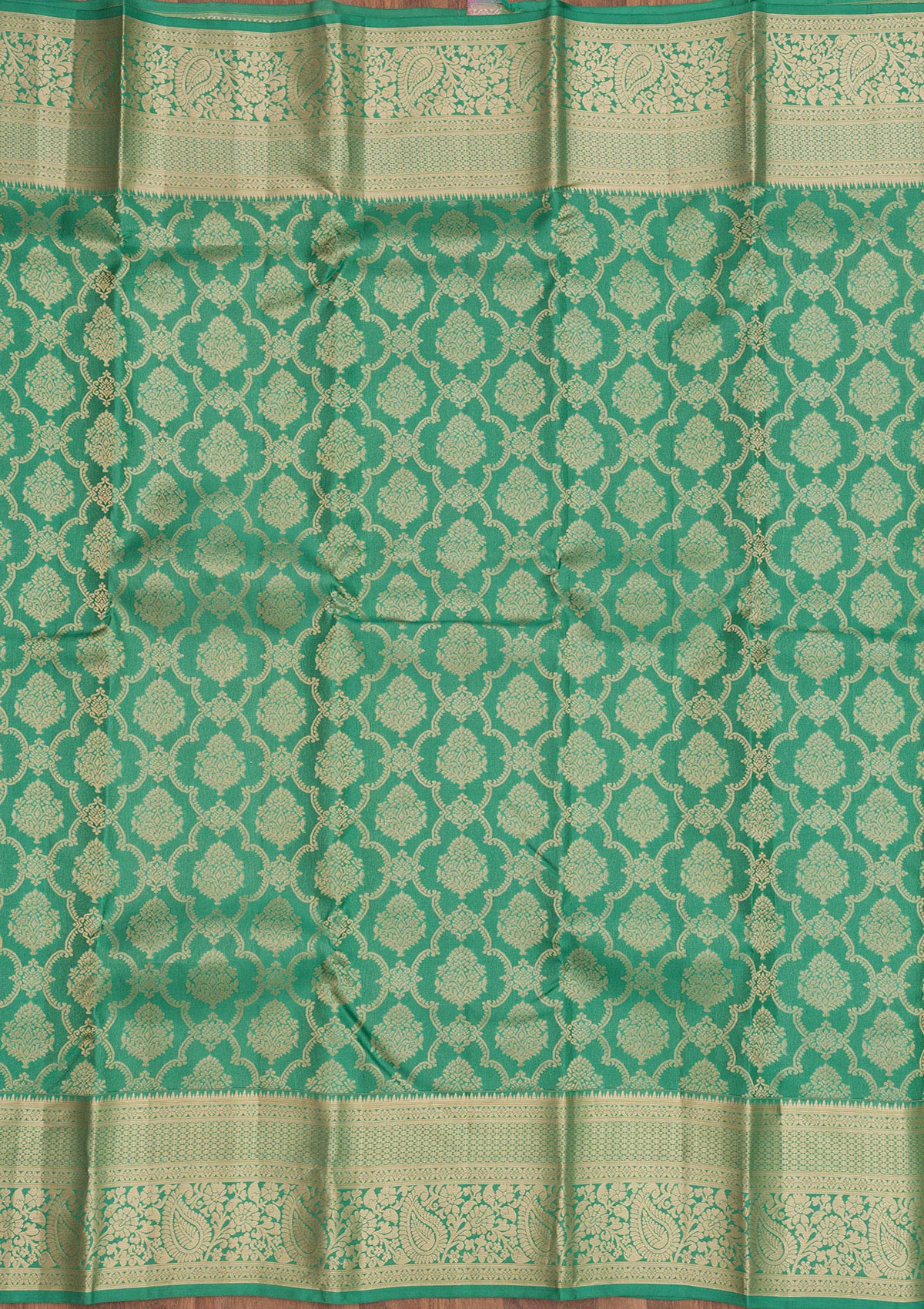 Sea Green Zariwork Pure Silk Saree-Koskii