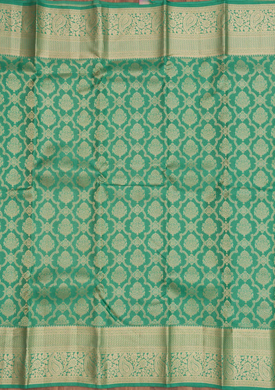 Sea Green Zariwork Pure Silk Saree-Koskii