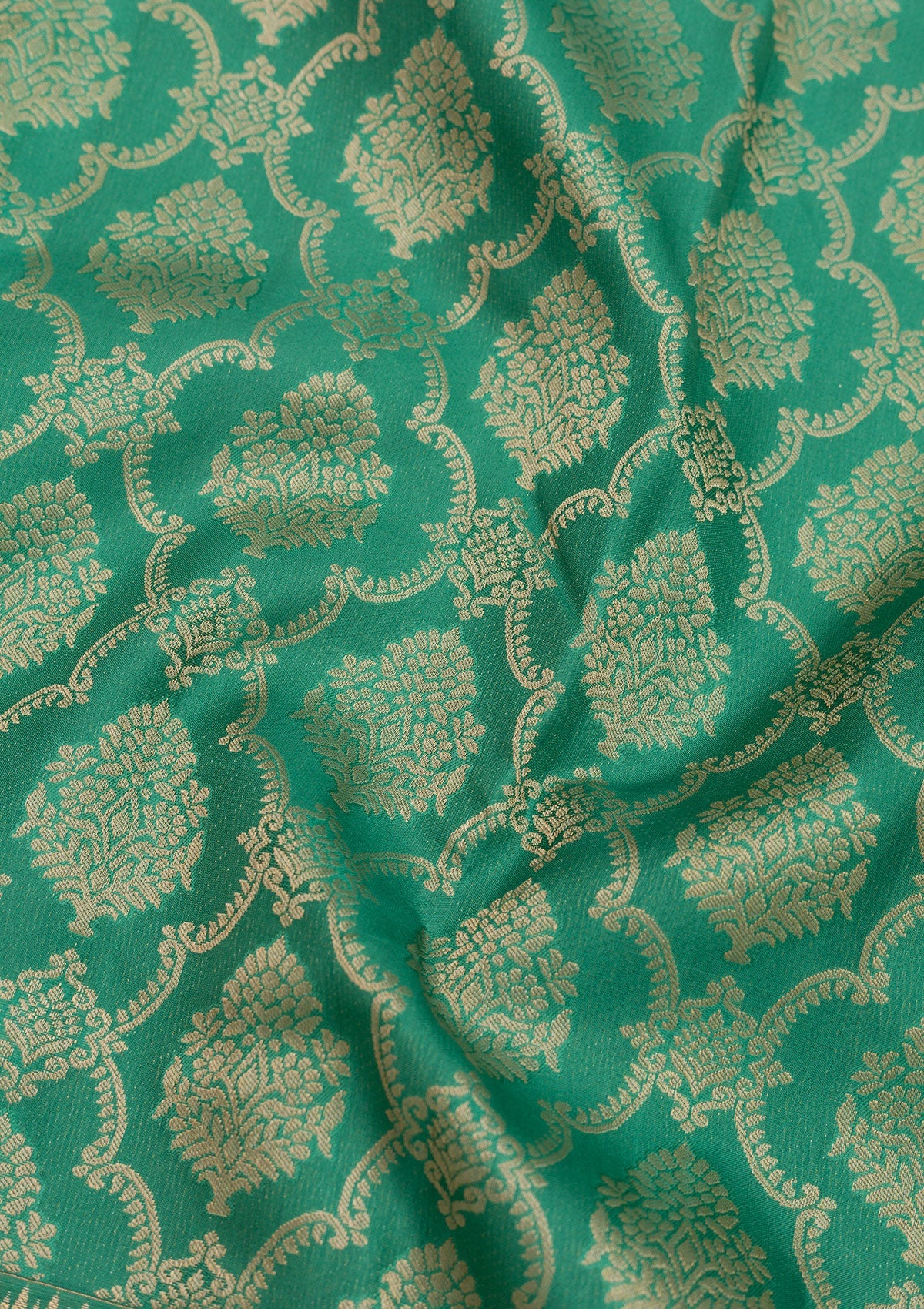 Sea Green Zariwork Pure Silk Saree-Koskii
