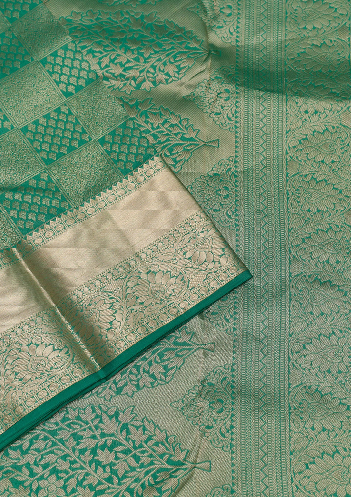 Sea Green Zariwork Pure Silk Saree-Koskii