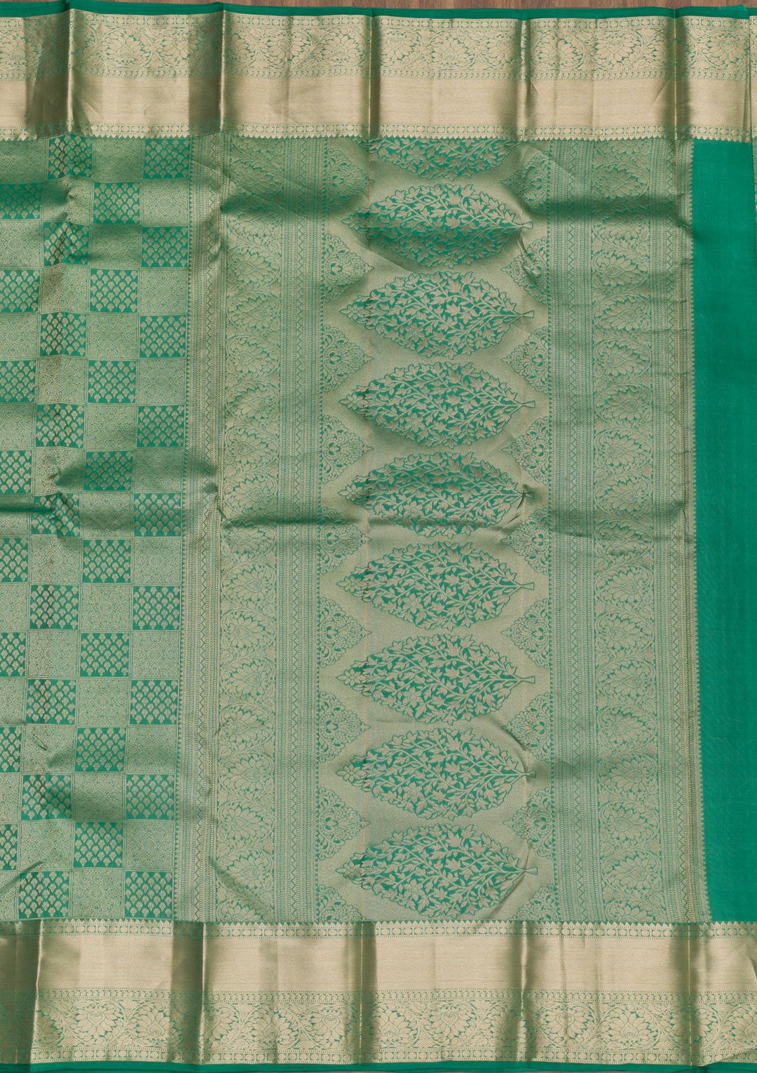 Sea Green Zariwork Pure Silk Saree-Koskii
