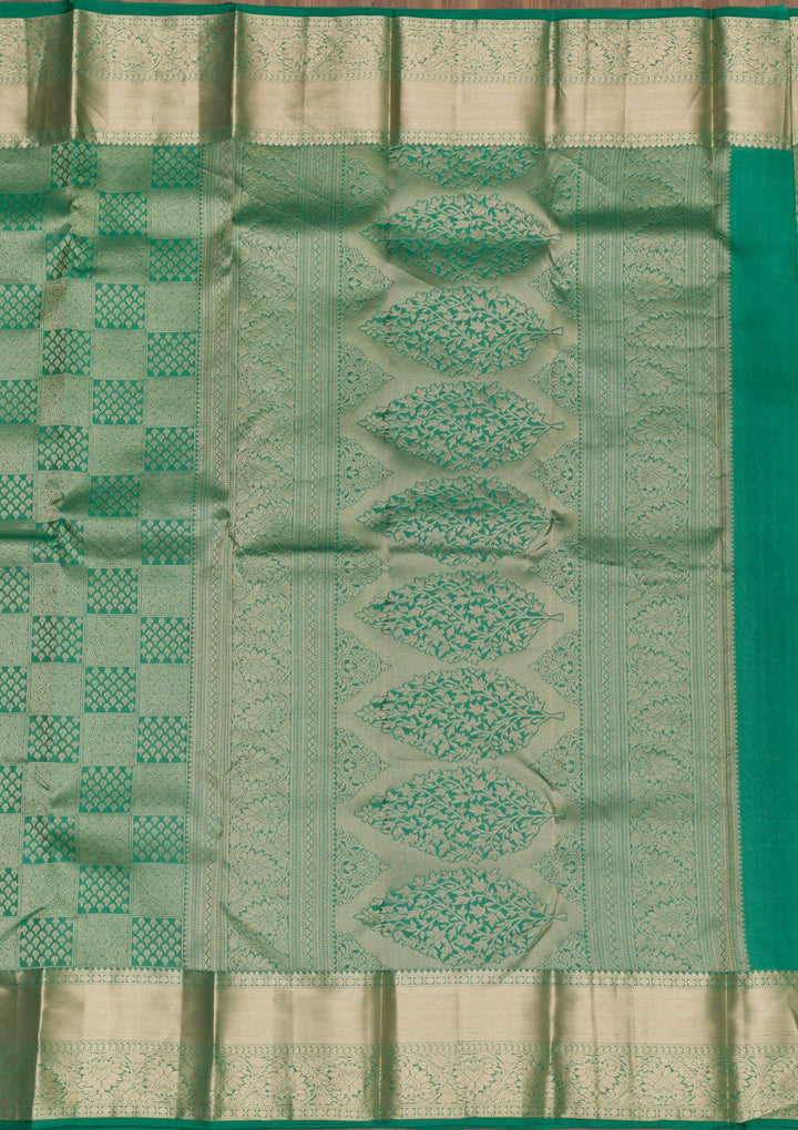 Sea Green Zariwork Pure Silk Saree-Koskii