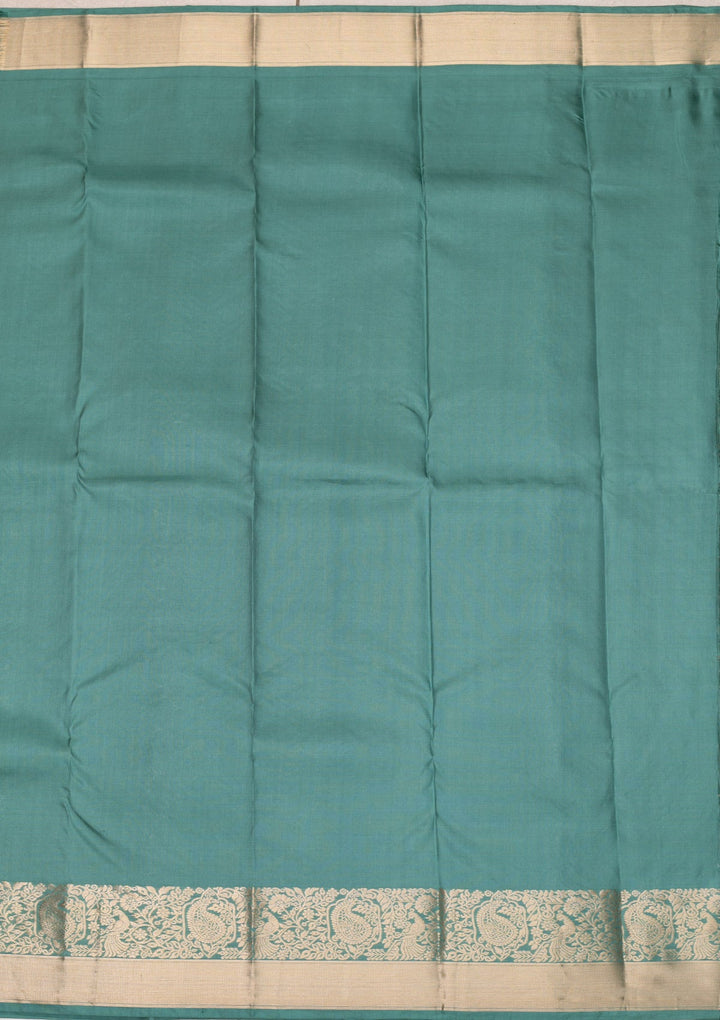 Sea Green Zariwork Pure Silk Saree-Koskii