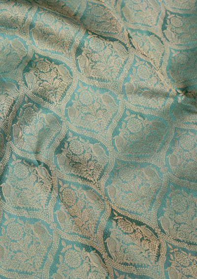 Sea Green Zariwork Pure Silk Saree-Koskii