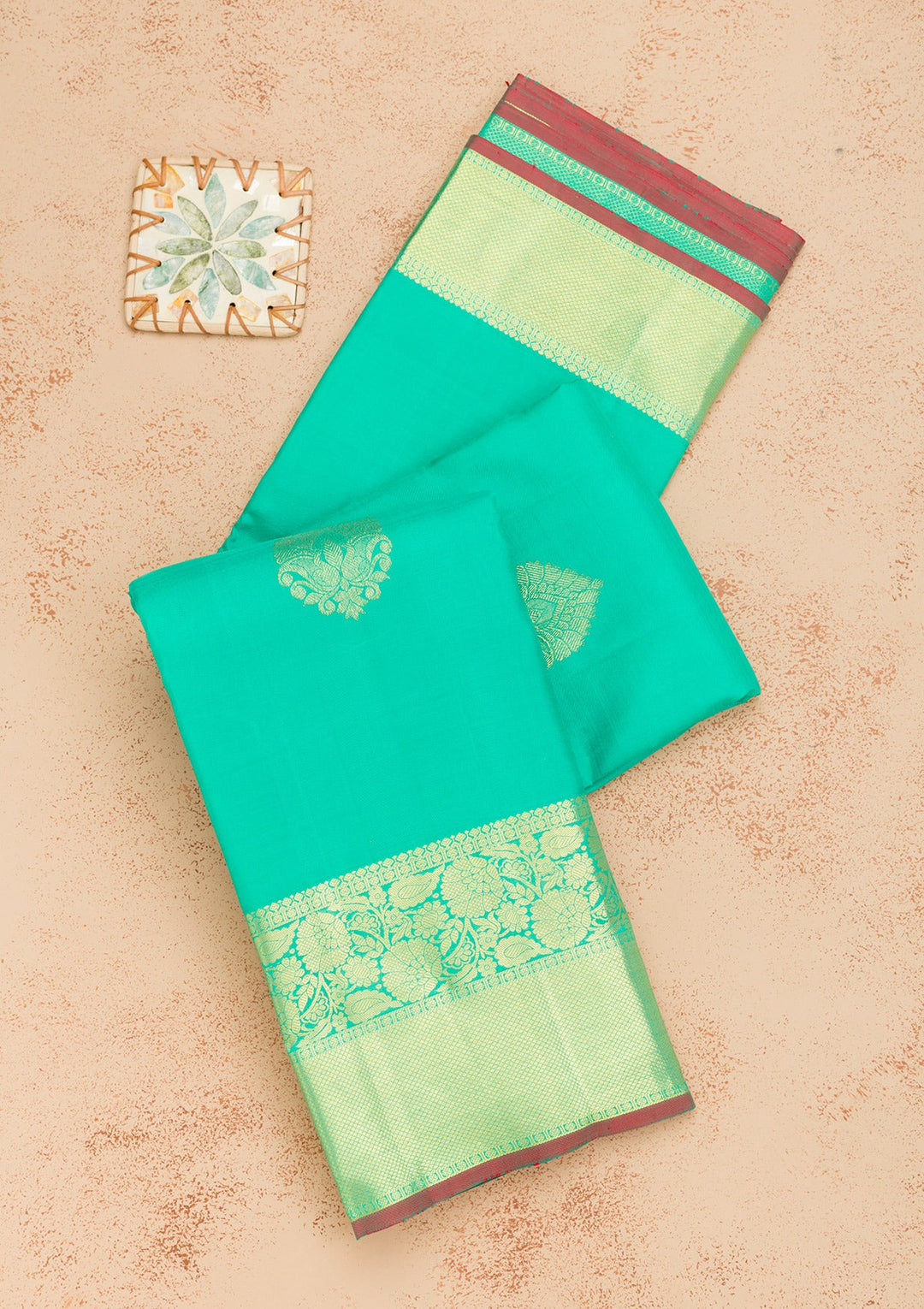 Sea Green Zariwork Pure Silk Saree-Koskii