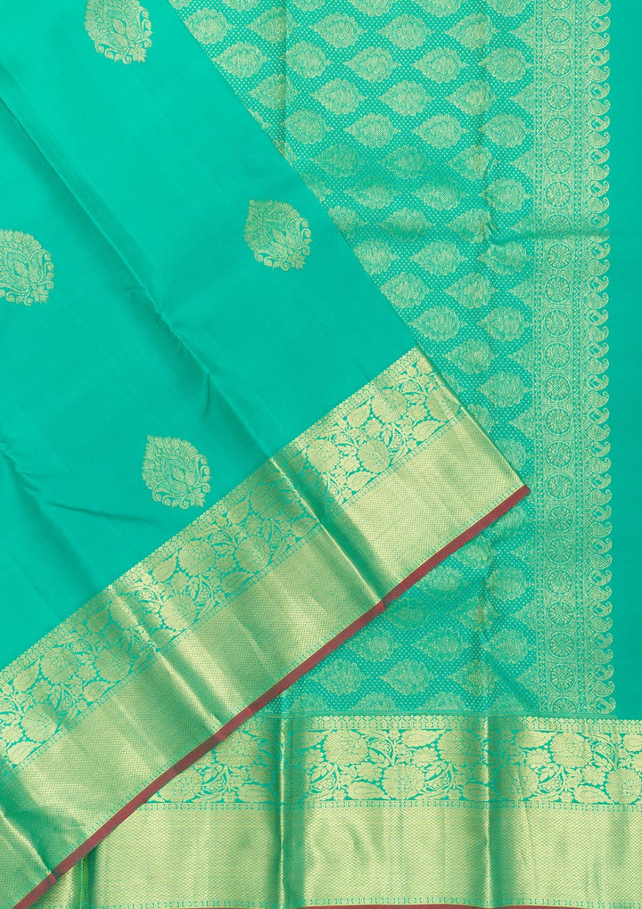 Sea Green Zariwork Pure Silk Saree-Koskii
